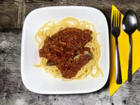 Photo de la Recette: Spaghetti Sauce au Porc et Sauce Tomates