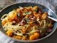 Photo de la Recette: Spaghettis à la Courge Rôtie au Bacon et à la Sauge