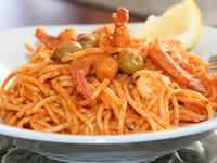 Photo de la Recette: Spaghettis à la Sauce Rosée aux Crevettes