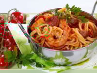 Photo de la Recette: Spaghettis aux Gambas et Chorizo