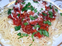 Photo de la Recette: Spaghettis aux Merguez façon Bolognaise