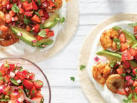 Photo de la Recette: TACOS AUX CREVETTES ET SALSA DE FRAISES