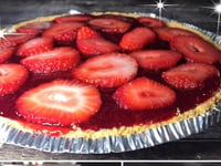 Photo de la Recette: Tarte Biscuits Graham avec Gelée de Fraises et Pouding au Chocolat