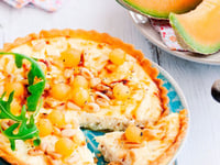 Photo de la Recette: Tarte Ricotta Chèvre Billes de Melon et Pignons de Pin