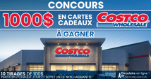 Concours 1000$ en Cartes-Cadeaux Costco à Gagner !