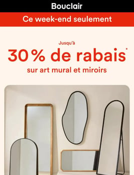 C'est parti : jusqu'à - 30 % sur l'art mural et les miroirs