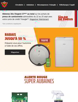 Profitez de l’Automne grâce à ces Rabais. Jusqu’à 50 % de Rabais