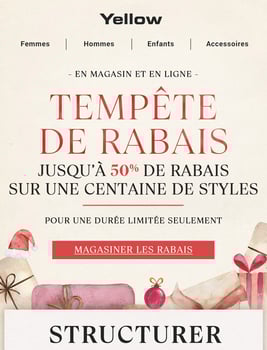 TEMPÊTE DE RABAIS ! 50% de Rabais sur 100+ styles