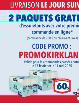 Offres Costco - 2 Paquets d'essuie-tout avec votre première commande en ligne