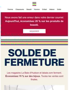 La Baie Solde de Fermeture