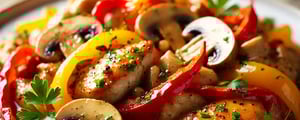 Photo de la Recette: Poulet aux Poivrons et Champignons