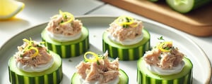 Photo de la Recette: Concombre Farci au Thon – Entrée Fraîcheur
