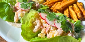 Photo de la Recette: Tacos aux crevettes nordiques et patates douces à friteuse à air