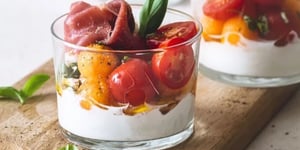 Verrines de Melon au Jambon Cru et Ricotta