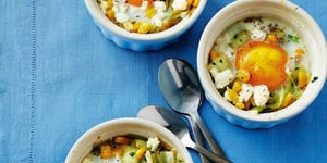 Photo de la Recette: Cassolettes d’Oeufs aux Poireaux et au Maïs