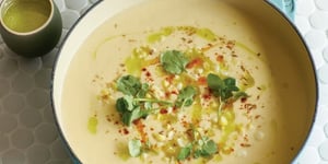 Photo de la Recette: Potage de Pommes de Terre et de Poireaux au Maïs