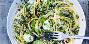 Photo de la Recette: Spaghettis, Pesto Cajou-épinards