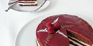 Photo de la Recette: Génoise Chocolat à la Crème de Mascarpone et Framboises