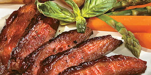 Bifteck de Flanc avec Sauce Barbecue à l'ail Rôti