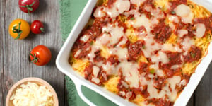 Photo de la Recette: CASSEROLE ÉTAGÉE DE CHEVEUX D’ANGE ET DE SAUCISSE