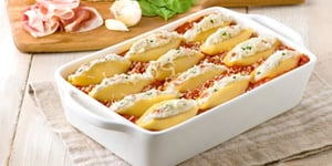 Photo de la Recette: COQUILLES ALFREDO FARCIES AUX QUATRE FROMAGES