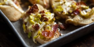 Photo de la Recette: CROÛTONS DE POIREAUX & BACON