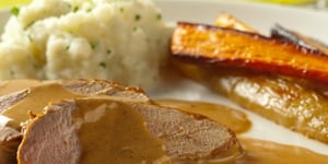 Photo de la Recette: FILETS DE PORC ONCTUEUX AU OKA AVEC CHAMPIGNONS