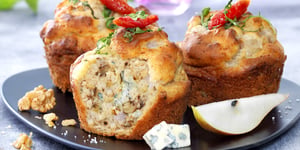 Photo de la Recette: MUFFINS AU BLEU ET À LA POIRE
