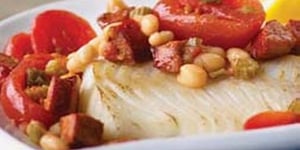 Photo de la Recette: Morue au Chorizo Cuite au Four