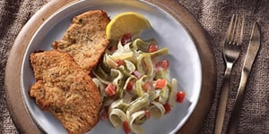 Photo de la Recette: Escalopes de Veau Panées avec Fettuccine Alfredo