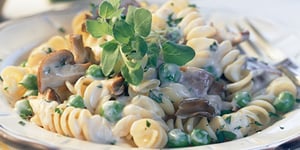 Photo de la Recette: ROTINIS AUX CHAMPIGNONS ET AUX PETITS POIS