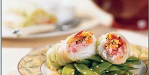 Photo de la Recette: Rouleaux Printaniers au Chou Chinois et Jambon Sauce au Sésame