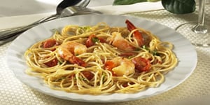 Photo de la Recette: Spaghettini aux Crevettes, au Basilic et aux Tomates