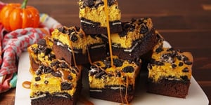 Photo de la Recette: Barres Décadentes au Brownie, à la Citrouille et aux Biscuits Oréo