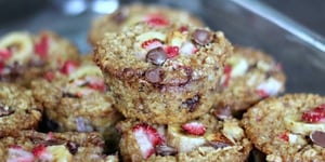 Muffins Farine D'avoine aux Pépites de Chocolat, Bananes et Fraises