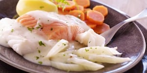 Photo de la Recette: BLANQUETTE DE POISSON CITRONNÉE ET NAPPÉE DE SAUCE BLANCHE