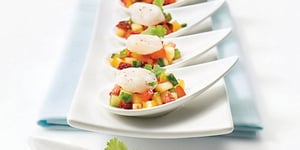 Photo de la Recette: Bouchées de Pétoncles sur Salsa Fruitée