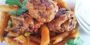 Photo de la Recette: Boulettes de Seitan aux Champignons, Sauce Tomate et Nouilles