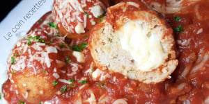 Photo de la Recette: BOULETTES DE VIANDE FARCIES AU FROMAGE