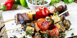 Brochettes de Boeuf Mariné au Pesto