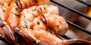 Photo de la Recette: BROCHETTES DE CREVETTES À LA MANGUE