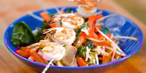 Photo de la Recette: Brochettes de Crevettes et Sauté de Légumes sur le BBQ