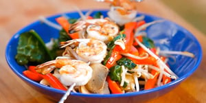 Photo de la Recette: Brochettes de Crevettes et Sauté de Légumes sur le BBQ