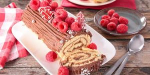 Bûche de Noël au Chocolat et Gelée de Framboise
