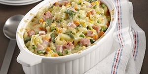 Photo de la Recette: Casserole de Macaroni et Jambon Gratinée