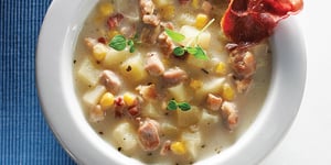 Chaudrée de Poulet avec Chips de Pancetta