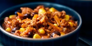 Photo de la Recette: Chili aux Haricots Noirs, au Maïs et à la Dinde