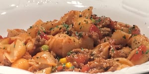 Photo de la Recette: Coquille à la Viande, Tomates et petits Légumes