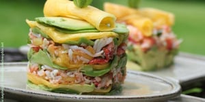 Crabe, Avocat et Mangue pour un Millefeuille