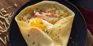 Photo de la Recette: Crêpes Garnies de Fromage, Jambon et Oeufs